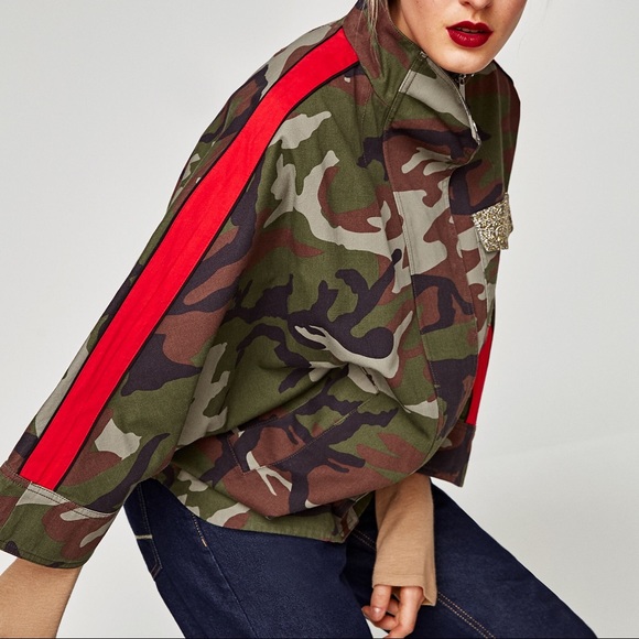 Zara camo shirt jacket with contrasting side bands - Picture 2 of 7